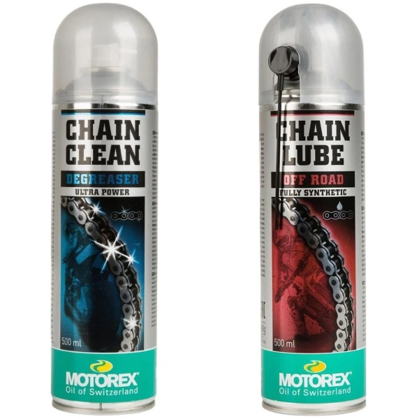 Spray Degresant Lant Moto Motorex Chain Clean Degreaser 500ML MO 160953 + Spray Lubrifiant Lant Moto Motorex Chainlube Offroad 500ML MO 160854